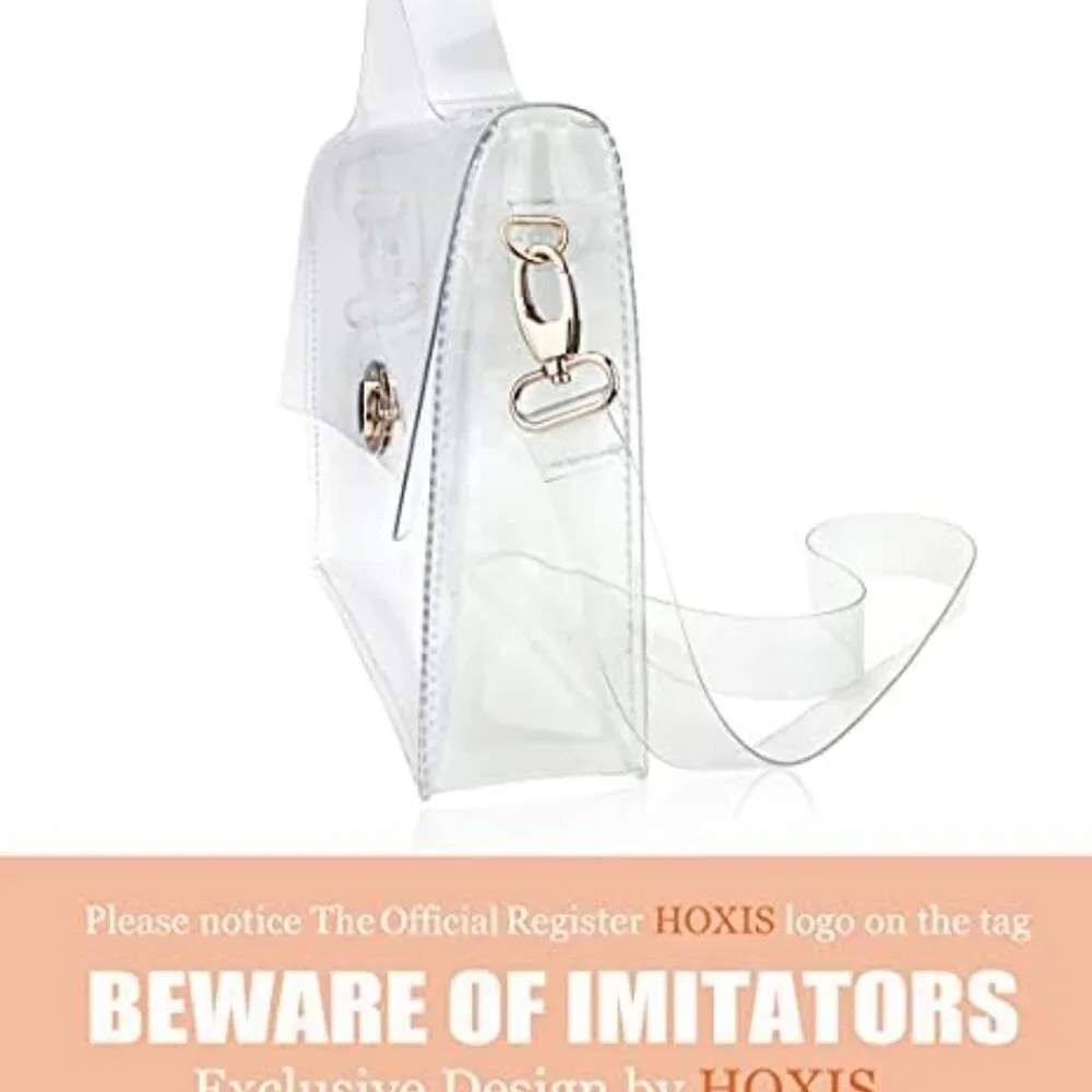 Clear PVC Crossbody Bag Women’s Stadium Approved with Turn Lock Closure
